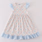 Blue hydrangea print  girl dress