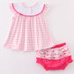 Pink barbie embroidery gingham girl bloomer set