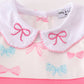 Pink bow embroidery girl bubble