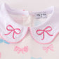 Pink bow embroidery girl set