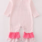 Pink plaid heart embroidery girl romper