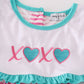 Pink heart embroidery girl set