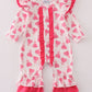 Pink valentine heart print girl romper