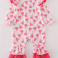 Pink valentine heart print girl romper