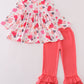 Pink valentine heart print girl set