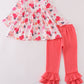 Pink valentine heart print girl set