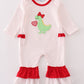 Pink dinosaur heart applique girl romper