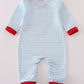 Blue dinosaur heart applique boy romper