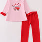 Valentine's day fire truck applique girl set