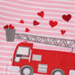 Valentine's day fire truck applique girl set