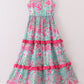 Pink Palm Paradise print tiered mom dress