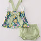 Greem lemon print girl bloomer set