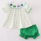 Green lucky clover embroidery girl bloomer set