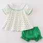 Green lucky clover embroidery girl bloomer set