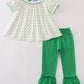 Green lucky clover embroidery girl set