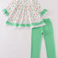 Green rainbow clover girl pants set