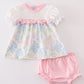 Pink Blossom Serenity print girl bloomer set