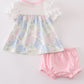 Pink Blossom Serenity print girl bloomer set