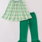 Green lucky clover embroidery girl pants set