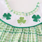 Green lucky clover embroidery girl pants set