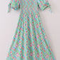 Green smocked mom dress