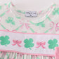 Pink green bow clover embroidery girl bloomer set