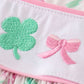 Pink green bow clover embroidery girl dress