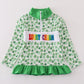 Green lucky charm french knot clover girl pullover