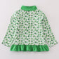 Green lucky charm french knot clover girl pullover