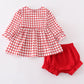 Red valentine's day heart embroidery girl bloomer set