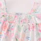 Pink Pastel Meadow print smocked girl set