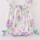 Purple hydragena print smocked girl bubble