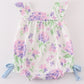 Purple hydragena print smocked girl bubble