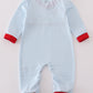 Blue stripe heart embroidery boy romper