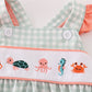 Coral & sage marine creature embroidery girl bubble