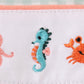 Coral & sage marine creature embroidery girl bubble