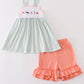 Coral & sage marine creature embroidery girl set