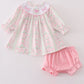 Valentine's day heart bow embroidery girl bloomer set