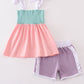 Multicolored smocked girl set