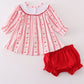 Valentine's day heart embroidery girl bloomer set