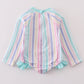 Multicolored stripe print girl long sleeve swimsuit