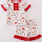 Red the lord's chicken print girl pajamas set