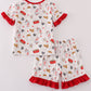 Red the lord's chicken print girl pajamas set