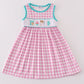 Pink let's baking embroidery gingham dress