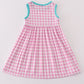 Pink let's baking embroidery gingham dress