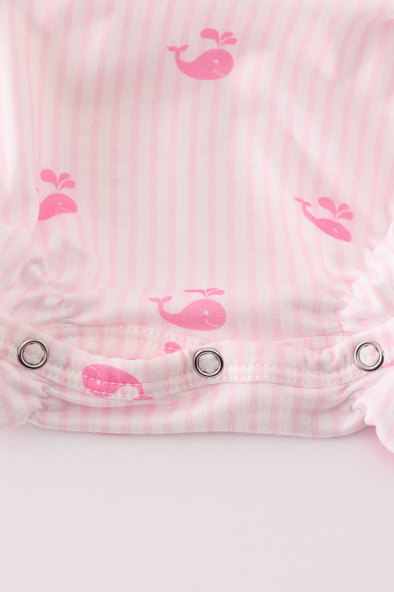 Pink stripe whale print girl bubble