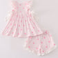 Pink stripe whale print girl set