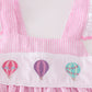 Pink seersucker hot air balloon embroidery girl set