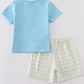 Blue he is risen cross embroidery boy set
