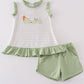 Easter stripe bunny applique girl set